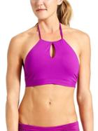 Athleta Womens High Neck Keyhole Bikini Size L - Dark Razzleberry