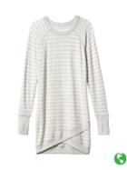Athleta Womens Criss Cross Stripe Dress Size L Tall - Light Grey Heather/ Bright White