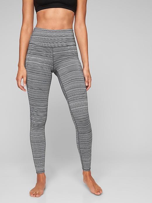 Athleta Womens High Rise Jacquard Chaturanga Tight Size L Tall - Black/ White