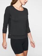 Athleta Womens Essence Mesh Trim Top Black Size Xl