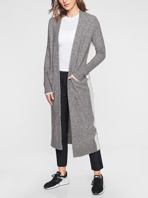 Athleta Womens Transit Sweater Wrap Grey/ White Size S
