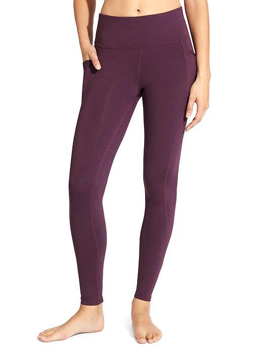 Athleta Womens High Rise Spacedye Chaturanga To Town Tight Size L Tall - Purple Drama