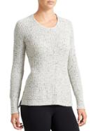 Athleta Womens Cashmere Lodge Sweater Size L - Grey Donegal