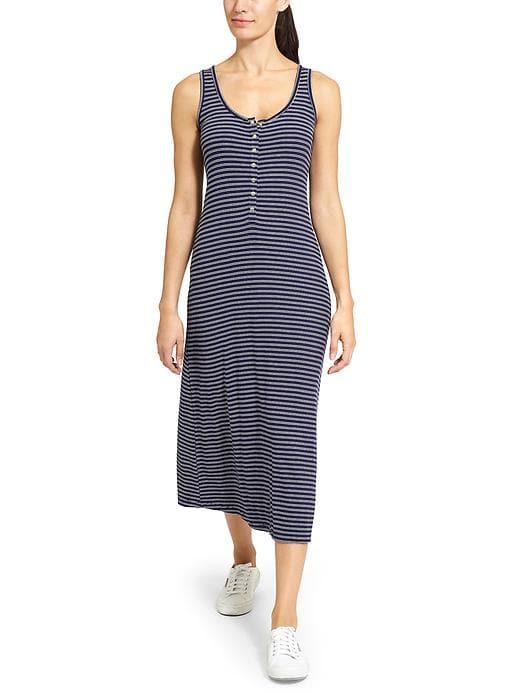 Athleta Womens Hermosa Henley Dress Size L - Dress Blue/bright White