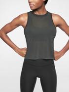 Athleta Womens Micro Mesh Tank Black Olive Size M
