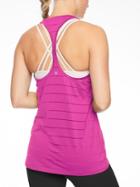 Athleta Womens Stripe Mesh High Neck Chi Tank Rose Verbena Size Xxs