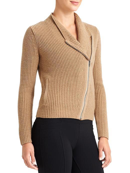 Athleta Womens Merino Stowe Cardigan Size L - Camel Heather