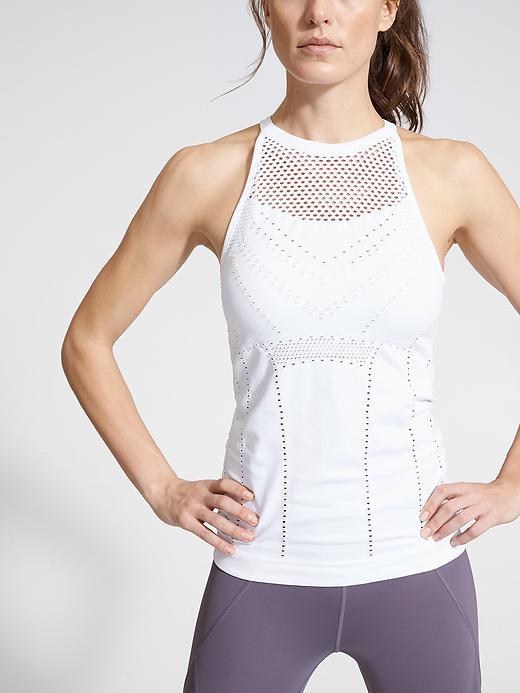 Athleta Womens Diamond Mesh Trophy Tank Size L - Bright White