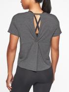 Athleta Womens Cloudlight Open Back Tee Charcoal Heather Size M