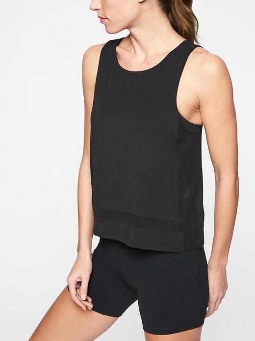 Athleta Womens Essence Mesh Trim Tank Black Size M