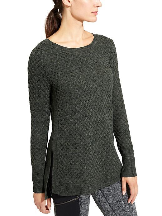 Athleta Womens Honeycomb Sweater Tunic Size M - Ancient Forest Heather