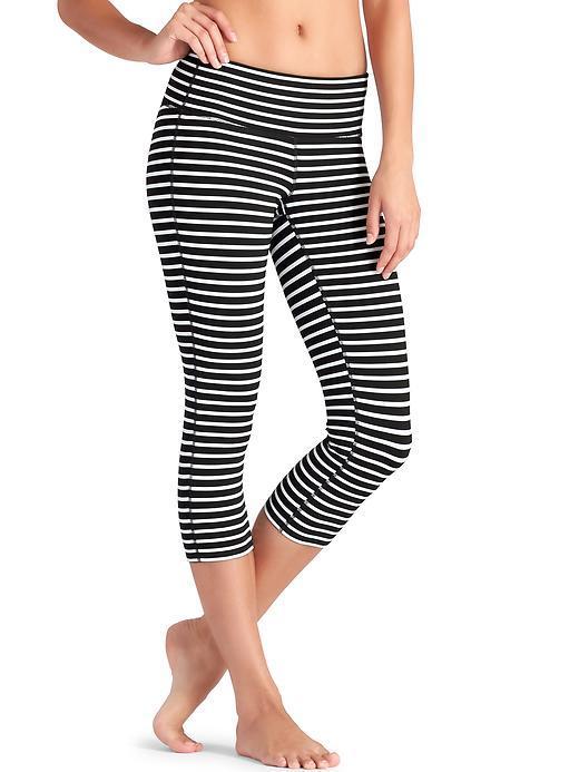 Athleta Womens Stripes Chaturanga Capri Size L Tall - Black/white