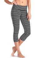 Athleta Womens Stripes Chaturanga Capri Size L Tall - Black/white