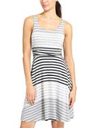 Athleta Womens Santa Maria Stripe Dress Size L - Black/grey Heather Stripe
