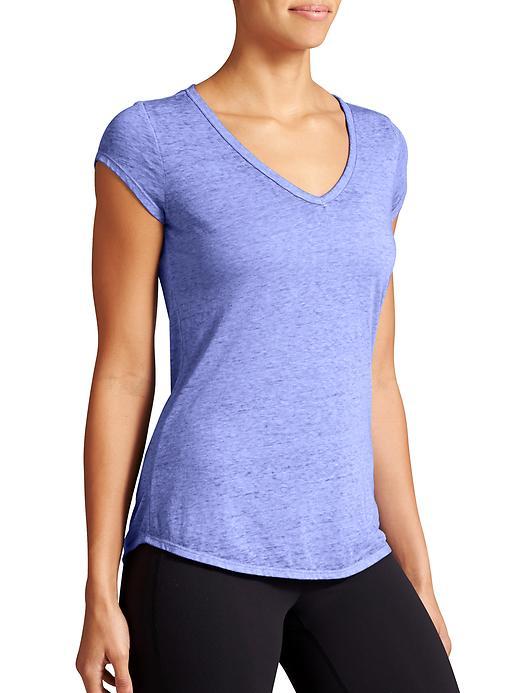 Athleta Womens Easy V Sugar Wash Tee Size 1x Plus - Baja Blue