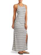 Athleta Womens Stripe Serenity Dress Size L - Slate Grey