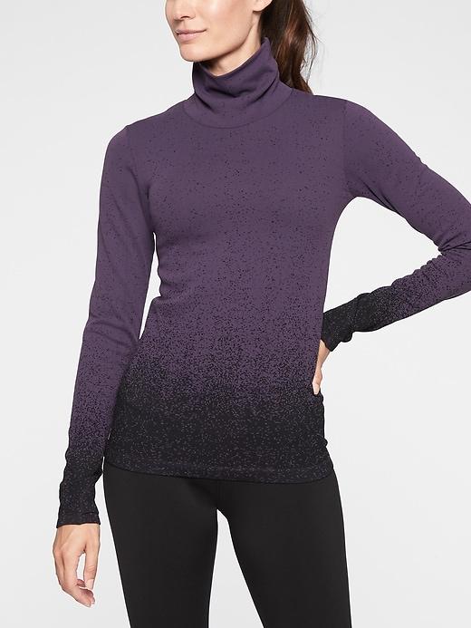 Athleta Womens Flurry Base Layer Ombr&#233 Turtleneck Black/ Regal Plum Size S