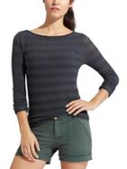 Athleta Womens Stripe Seamless Eyelet Top Size L - Jasper Green/navy
