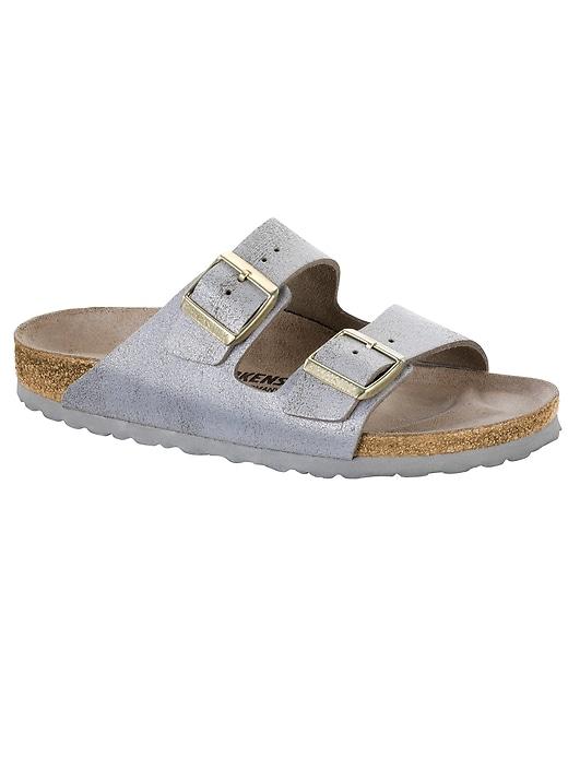 Athleta Womens Arizona Sandal By Birkenstock Washed Metallic Blue Size 38