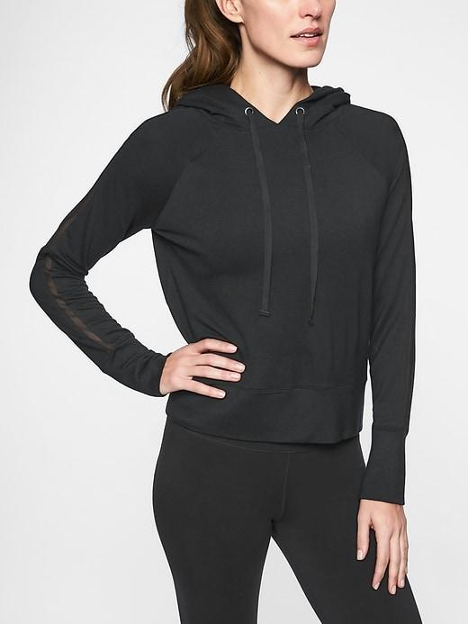 Athleta Womens Open Hearted Hoodie Black Size M