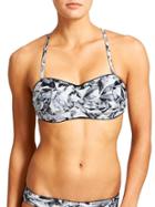Athleta Womens Belharra Bandeau Bikini Size 40b/c - Black Print