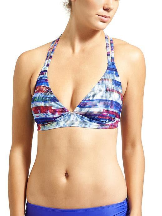 Athleta Womens Redondo Cross Strap Bikini Size L - Dress Blue