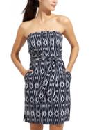 Athleta Womens Ikat Strapless Anywhere Dress Size 0 - Navy