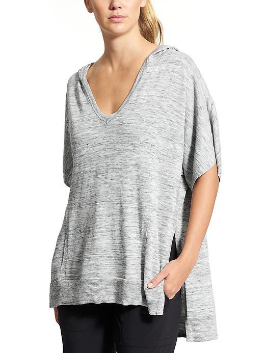 Athleta Womens Short Sleeve Hooded Sweater Size L - Grey Heather