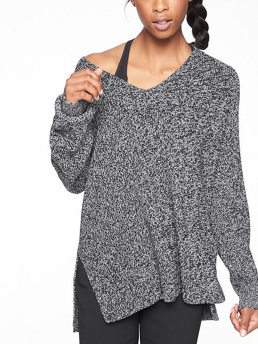 Athleta Womens Switchback Pullover Sweater Black Marl Size Xxs