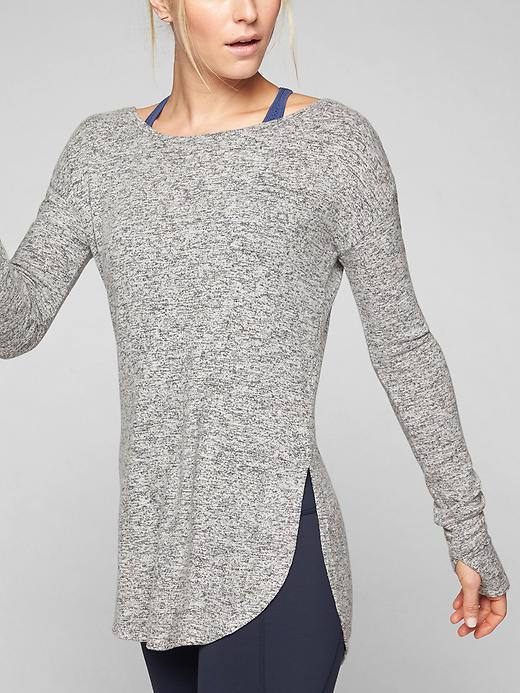 Athleta Womens Luxe Pose Top Size L Petite - Light Grey Heather