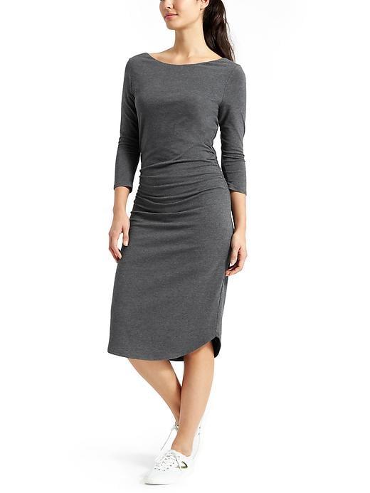 Athleta Womens Scoop Midi Dress Size L Tall - Charcoal Heather