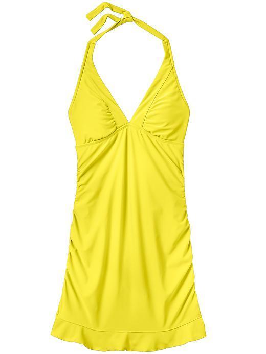 Athleta Womens Shirrendipity Halter Swim Dress Size Xxs - Aloha Yellow