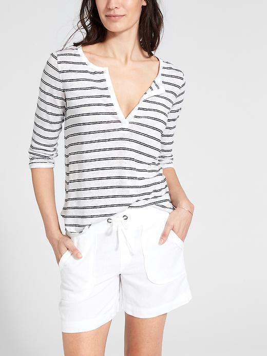 Athleta Womens Wide Stripe Zephyr Top Size 1x Plus - Bright White/black
