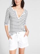 Athleta Womens Wide Stripe Zephyr Top Size 1x Plus - Bright White/black