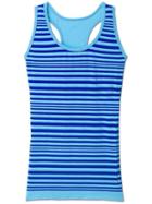 Athleta Womens Neon Stripe Racerback Tank Size M - Cobalt Blue/blue Skies