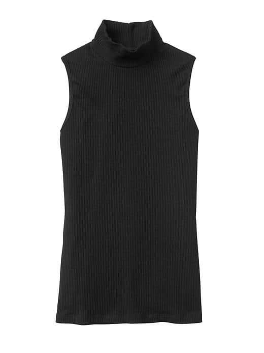 Athleta Womens Rib Turtleneck Tank Size L - Black