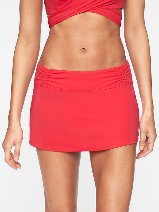 Athleta Womens Shirred Band Swim Skirt 2 Stop Light Size Xxs