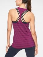 Athleta Womens Stripe Mesh High Neck Chi Tank Exotic Fuchsia Size L
