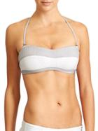Athleta Womens Textural Bandeau Bikini Size L - Bright White/grey Heather