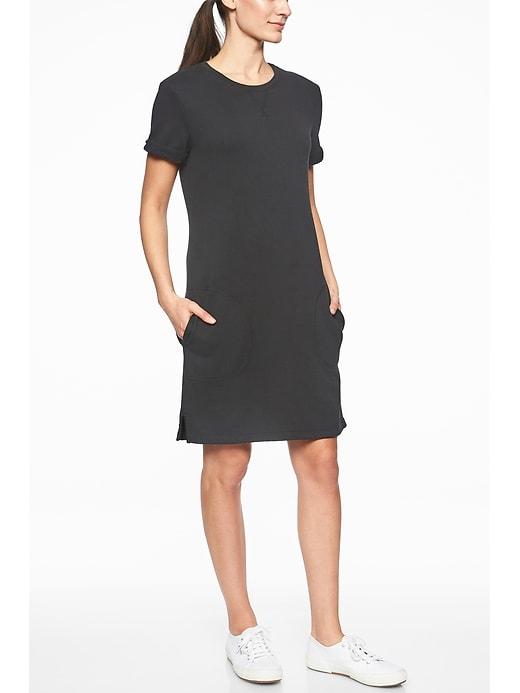 Athleta Womens Uptempo Short Sleevesweatshirt Dress Black Size Xs