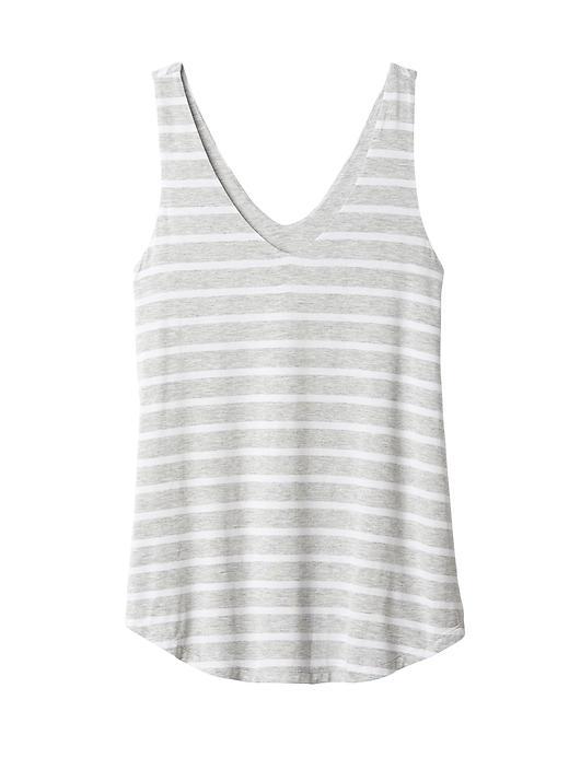 Athleta Womens Stripe Lake Tank Size M - Grey Heather/bright White