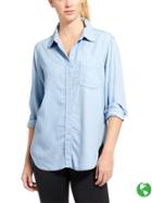 Athleta Womens Bootjack Chambray Shirt Size S Petite - Light Indigo