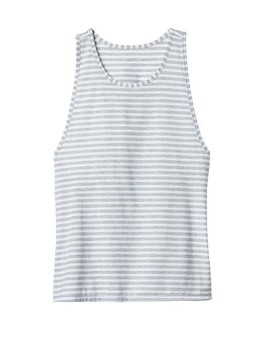 Athleta Womens Stripe Essence Low Tank Size L - Bright White/slate Grey Heather