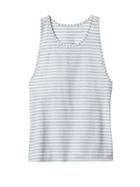Athleta Womens Stripe Essence Low Tank Size L - Bright White/slate Grey Heather