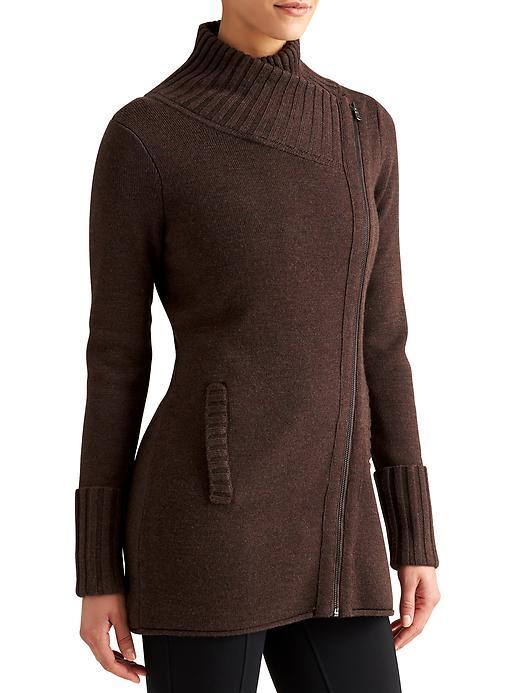 Athleta Womens Chill Factor Sweater Coat Size L - Frosted Mocha Marl