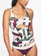 Athleta Womens Tropical Geo Cutout Tankini Top Modern Geo Size Xs
