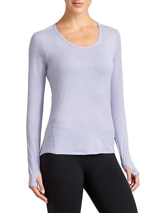 Athleta Womens Shadow Stripe Chi Top Size 1x Plus - Aster Blue