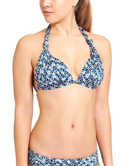 Athleta Womens Aqualuxe Print Halter Bikini Size L - Blue Tile