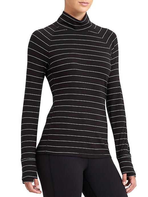 Athleta Womens Take The Heat Turtleneck Stripe Size L - Black/bright White