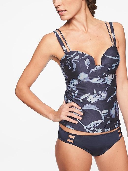 Athleta Womens Aqualuxe Print Square Plunge Tankini Top Dress Blue Size Xl